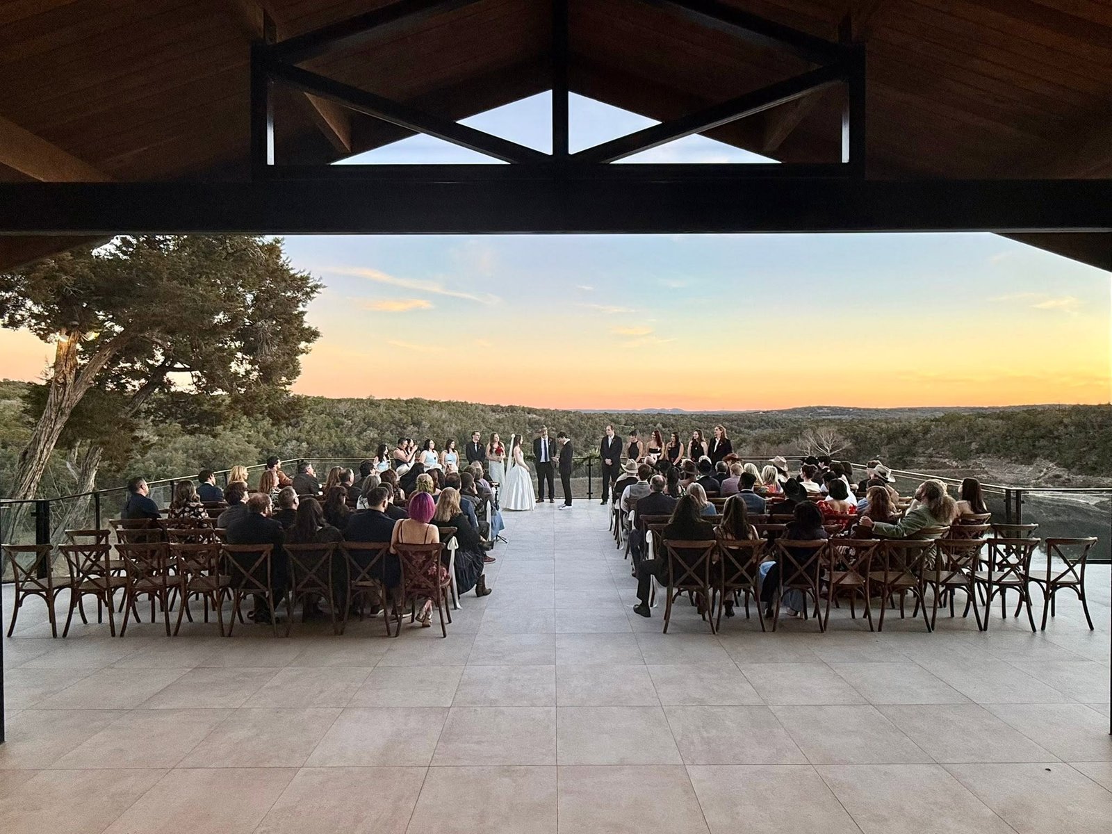 Wedding ceremony at sunset